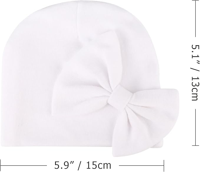 Newborn Baby Hats and Mittens Set Infant Bow Beanie Cap Toddler Gloves Newborn Hospital Hats for Baby Boy Girl 0-6 Months