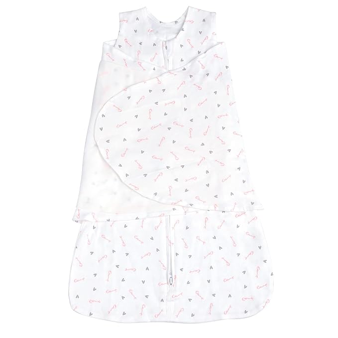 Swaddle-Blanket Baby Girl & Boy Swaddles Newborn Infant Transition 100% Cotton Wrap Blankets, 3-Way Adjustable Wearable Blanket, TOG 1.0 (Love, Small, 0-3 Month)