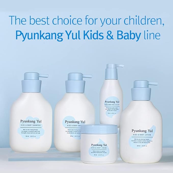 Pyunkang Yul PKY Kids & Baby Lotion Moisturizer with Ceramide, Hyaluronic Acid, Lecithin, Cica, Calming, Hydrating, Soothing, Moisturizing Cream for All Skin Types, Fragrance Free, 19.9 Fl.Oz. 590ml.