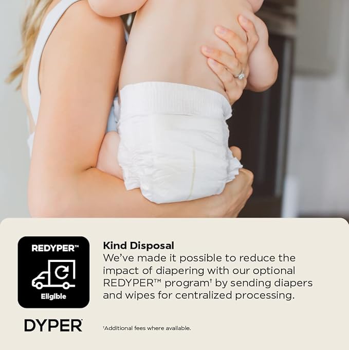 DYPER - Baby Diapers Hypoallergenic Cloth Alternative Day & Overnight Protection (36 Count)- Made with Plant-Based* & Skin-Friendly Ingredients - Size 1 (8-14 lb)