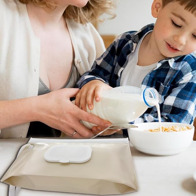 Wipe Dispenser,2-Pack Portable Refillable Wipe Container,Reusable Travel Baby Wipes Dispenser, Waterproof and Dustproof(Sage Green & Cream)