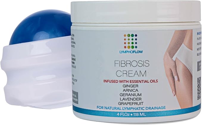 Fibro Roller Lymphatic Drainage Massager Ball & Fibrosis Treatment Cream Bundle