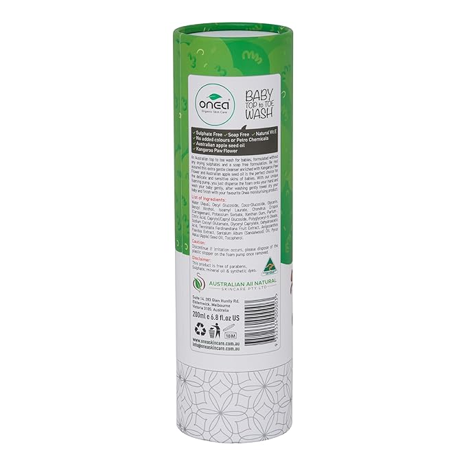 ONEA Baby Top to Toe Wash - Tear-Free Baby Shampoo and Body Wash for Sensitive Skin - Hydrating and Gentle Bath Infused with Kakadu Plum - 6.8 oz