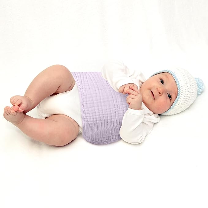 Frienda 8 Pieces Muslin Burp Cloths for Baby Cotton Burp Cloth 10 x 20 Inches Multi Colors Muslin Washcloths Diapers 4 Absorbent Layers Newborn Face Towels for Baby Boy Girl Unisex (Pink Purple Color)