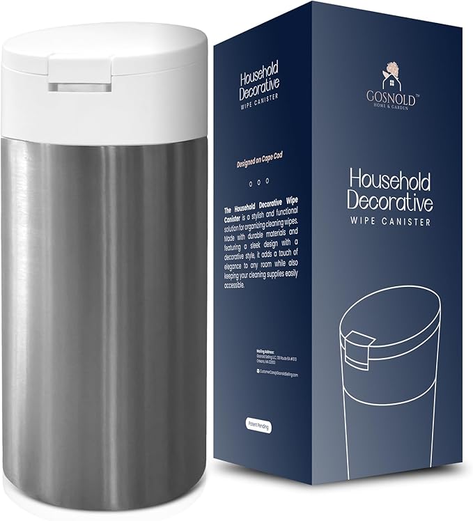 Extra Large Refillable Wet Wipes Dispenser (Cream Lid) | Fits Clorox, Lysol, Bleach, Disinfecting Wipes | Durable Reusable Wipes Holder for Kitchen, Bathroom, Office, School | Gosnold Home & Garden