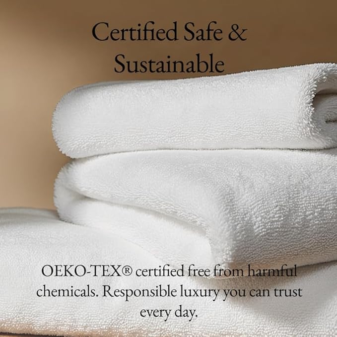 Italic Serene Ultraplush Cotton Towel Set, 4-Piece, 2 Bath Towels + 2 Hand Towels, White, Large, 800GSM, 100% Cotton, Heavy Duty, Resort Grade Towels (White)