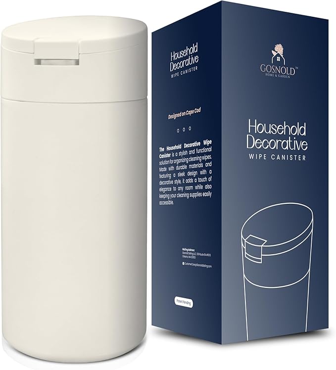 Extra Large Refillable Wet Wipes Dispenser (Cream) | Fits Clorox, Lysol, Bleach, Sanitizing Wipes | Durable Reusable Wipes Holder for Kitchen, Bathroom, Office, School | Gosnold Home & Garden