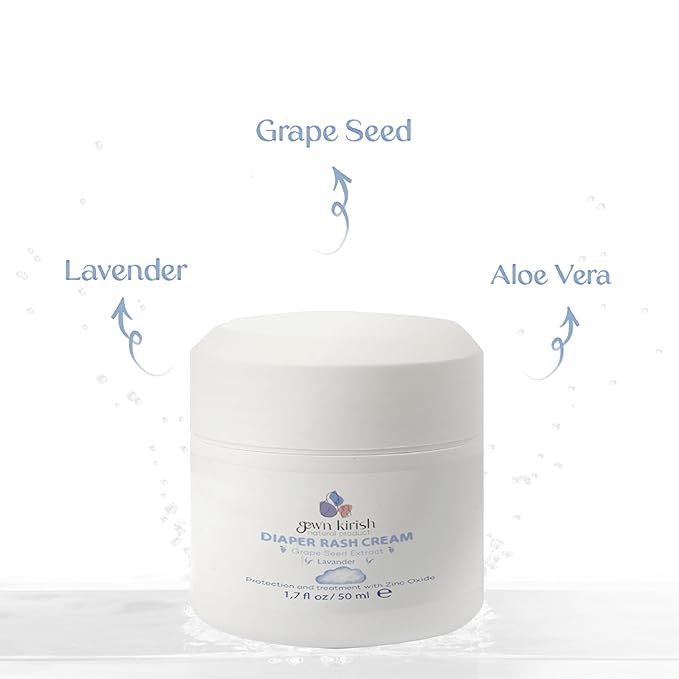 Gew’n Kirish Diaper Rash Cream – Zinc Oxide Barrier with Lavender & Grape Seed Extract | 100% Natural, Hypoallergenic, Vegan & Baby-Safe Formula, 1.7 oz (50ml)