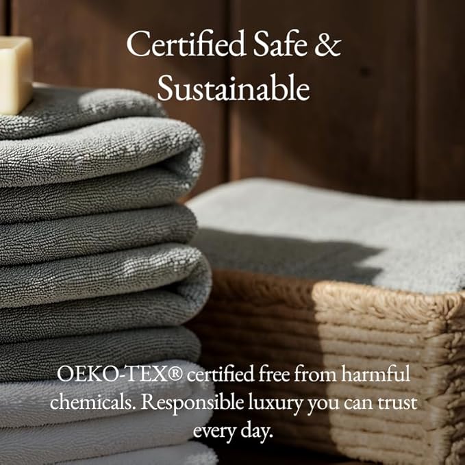 Italic Serene Ultraplush Cotton Bath Towels, 4-Pack (2 Sets of 2), Light Gray, Large, 800GSM, 100% Cotton, Heavy Duty, Resort Grade Towels (Light Gray)