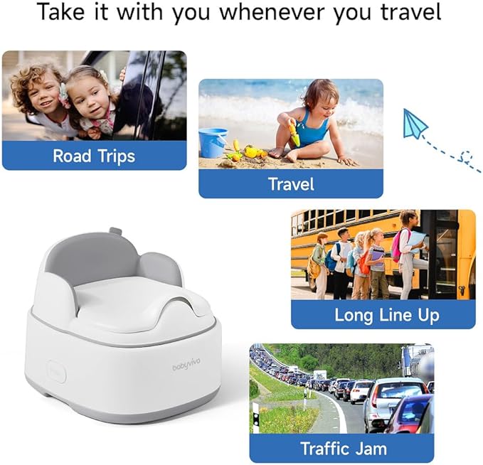 4 in 1 Toddler Potty, Floor Potty/Step Stool/Potty Seat/Comfortable Chair, non-slip base, easy cleanup for Girls Boys Age 1+ (Gray)