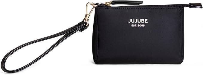 JuJuBe New 3-Piece Pouch Set, Diaper Bag Organizing Pouches, Convertible to Small Purse with Crossbody Strap, Zipper Cosmetic or Makeup Pouch, Large, Medium, and Small, Black, Mother's Day Gift