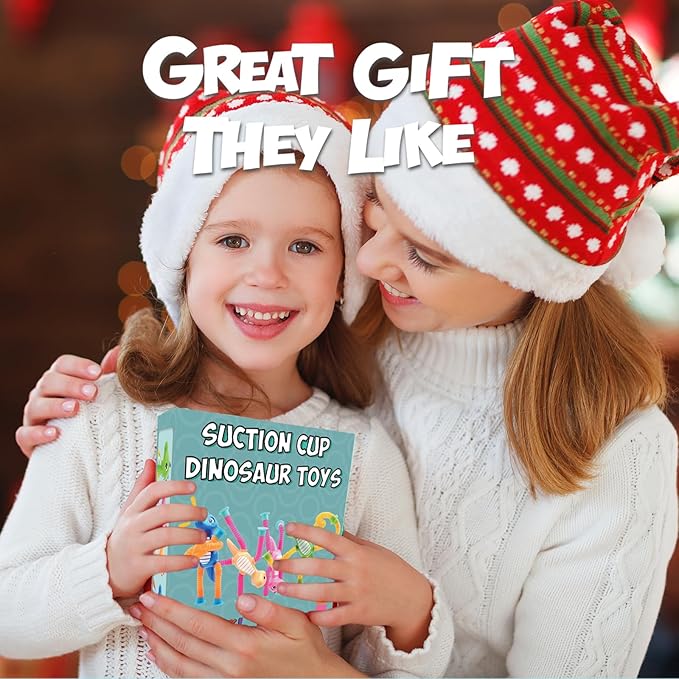 8Pcs Telescopic Suction Cup Dinosaur Toys,Sensory Toys for Kids 3-5 5-7,Toddler Toy,Fidget Toy,Toddler Travel Essential for Airplane,Pop Tubes, Christmas Stocking for Kids Boys Girls B