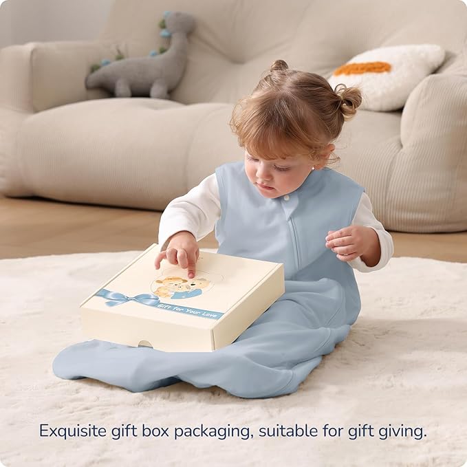 1.0 Tog 2.5 Tog Baby Sleep Sack, 100% Cotton Baby Sleeping Bag 3-24M, 2-Way Zipper Baby Wearable Blanket