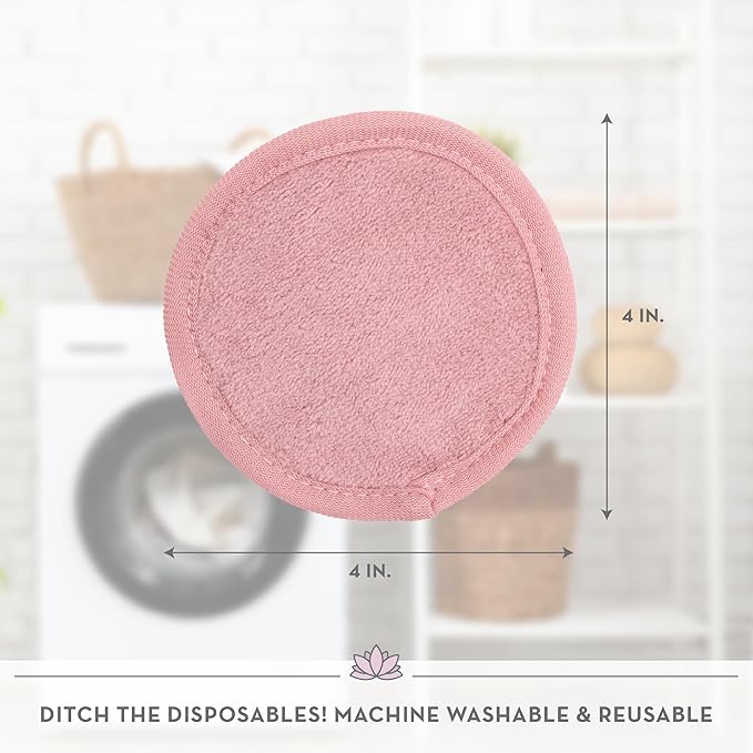 S&T INC. Makeup Remover Wipes for Skin Care, Reusable Makeup Wipes with Laundry Bag, Travel Essentials, Assorted Colors, 4 Inch Diameter, 7 Pack