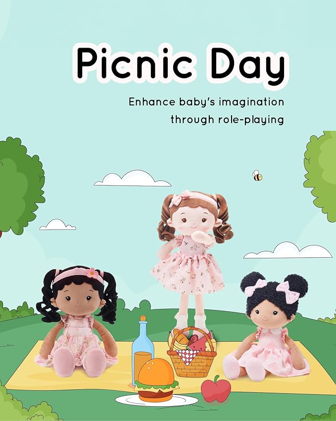 Soft Baby Doll Toys (16''), My First Baby Rag Doll for 1 Year-Old Girl Birthday Gift, Christmas Plush Toys Gift for Toddler Kids Infants-Princess Petal