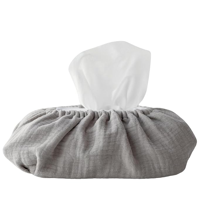 Baby Wipes Cover – Universal Size, One Size Fits All Wipes Packages | Muslin Cotton Tissue Cover for Nursery, Diaper Bag & Changing Table, Station | Gingham & Neutral Patterns (Sand)
