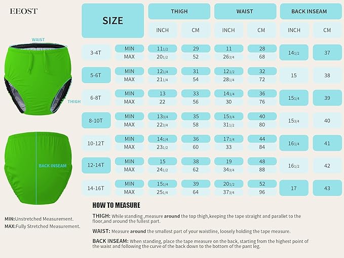 Youth Special Needs Reusable Swim Diapers Swimwear for Incontinence Cloth Diaper Covers Waterproof,Leakproof, Unisex (Lime Green, 3-4T)