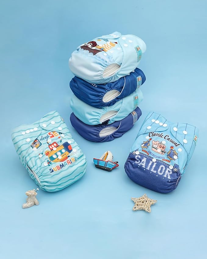 ALVABABY Baby Cloth Diapers 6 Pack with 12 Inserts Cloth Diaper Covers Adjustable Washable Reusable for Baby Girls and Boys 6DM133A