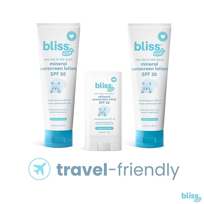 Bliss Baby Sunscreen, Premium SPF 50 Sunscreen Mineral Lotion, Natural Zinc Oxide, Hypoallergenic, Non-toxic, Water-Resistant, Vegan, Sensitive Skin - For Babies, Toddlers, Kids & Whole Family