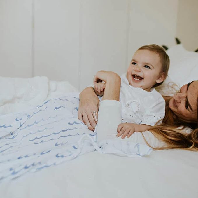 Little Unicorn Premium Cotton Swaddle Baby Blanket | Breathable Fabric | for swaddling, Play, Nursing & More (High Tide)