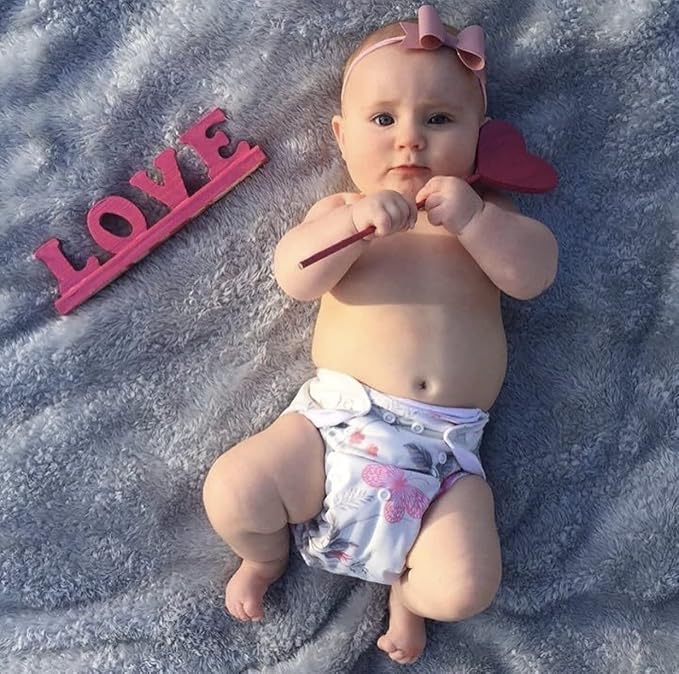 ALVABABY Baby Cloth Diapers 6 Pack with 12 Inserts Adjustable Washable and Reusable Pocket Diapers for Baby Girls 6BM88