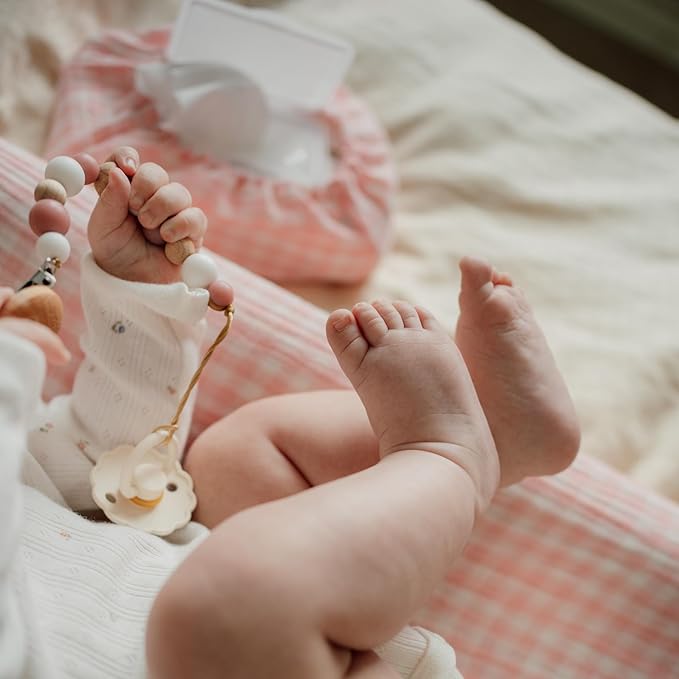 Baby Wipes Cover – Universal Size, One Size Fits All Wipes Packages | Muslin Cotton Tissue Cover for Nursery, Diaper Bag & Changing Table, Station | Gingham & Neutral Patterns (Pink Gingham)