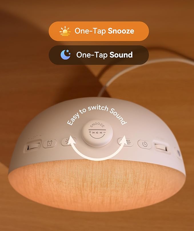 Dreamegg Sunrise 2 - Sunrise Alarm Clock, Sound Machine for Sleep, Favorites Mode, Sleep Routines, Dimmable Night Light, 29 Soothing Sounds, White Noise Machine, Wake Up Light for Bedrooms (Cream)