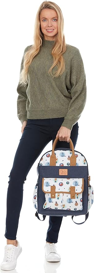 Disney Cudlie Baby Boys Double Handle Backpack Diaper Bag in Mickey Mouse Print, 16 Inch, Includes Changing Pad