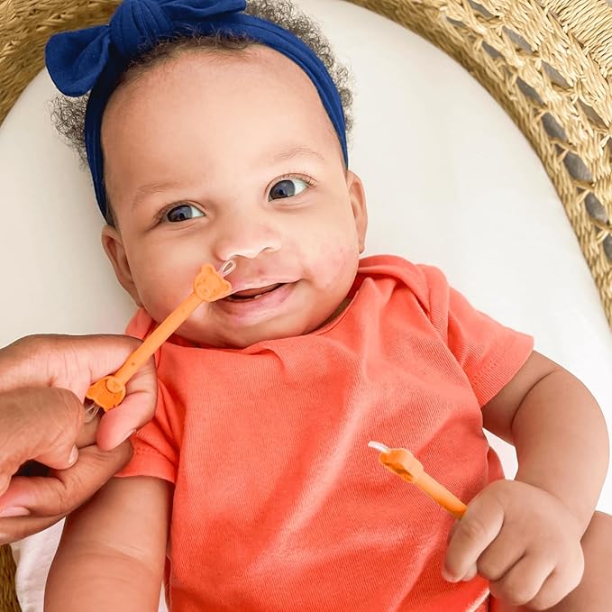 oogiebear: Baby Nose Cleaner & Ear Wax Removal Tool - Safe Booger & Earwax Removal for Newborns, Infants, Toddlers - Dual-Ended - Essential Baby Stuff, Diaper Bag, 2-Pack Orange with case