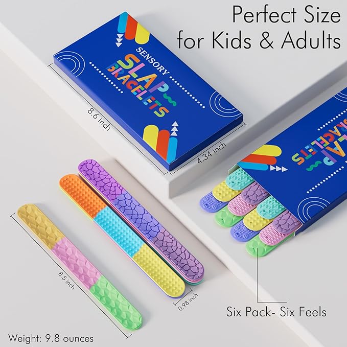 Textured Silicone Slap Bracelets Fidget Toys for Kids Adults, 12PCS Sensory Snap Bracelets for Stress Anxiety Autistic ADHD, Calm Down Classroom Travel Essentials Toys, Stuffers Gifts for Boys Girls