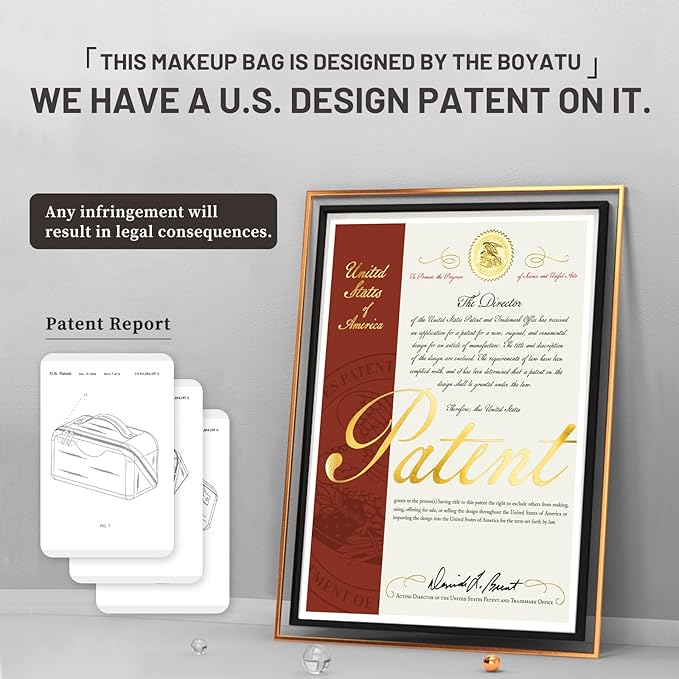 BOYATU Travel Makeup Bag Organizer Cosmetic Bag: 3 Pcs Set Make up Bags for Women with Handle - Waterproof Vegan Leather Toiletry Bags Travel Essentials Pouch with Compartments (A-07-Orange)