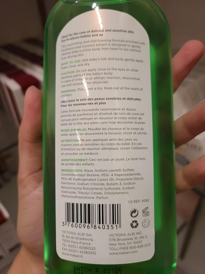 MAKARI Baby Hair & Body Foaming Gel | Gentle Wash for Sensitive & Delicate Skin | Hypoallergenic & Paraben-Free | Nourishing Cleanser with Coconut Oil & Panthenol