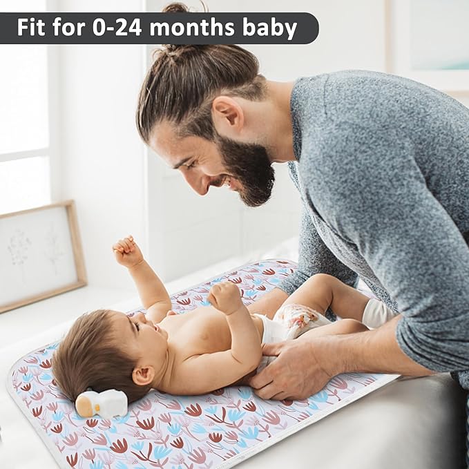 Baby Diaper Changing Pad, 21 5/8" x 31.5" Waterproof Changing Pad Liners - Reusable Soft and Absorbent Portable Changing Mat(Tulip1PCS)