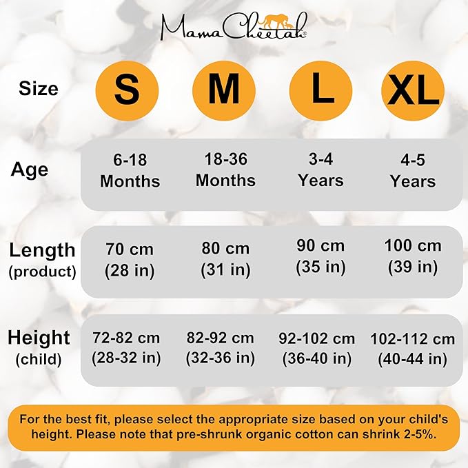 Mama Cheetah Toddler Sleep Sack with Feet 4T-5T, 0.5 TOG Organic Cotton Baby Wearable Blankets with Legs, Baby Sleeping Bag for Walkers, Early Walker X-Large
