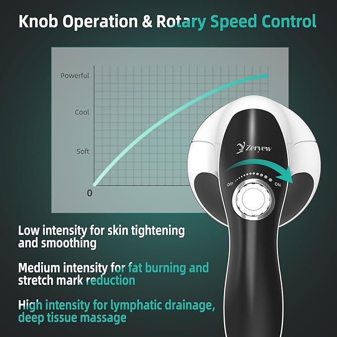 Handheld Cellulite Massager, Body Sculpting Machine, Cellulite Massager Electric Tool, Lymphatic Massage Roller with 8 Rotating Heads & 2 Mesh Caps for Body Shaping & Lymphatic Drainage