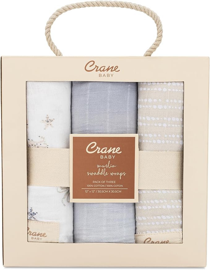 Crane Baby Blanket, 100% Cotton Muslin, Set of 3, 47 X 47, Nautical Ocean Muslin Blanket Sea Life Bohemian