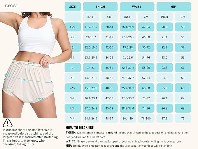 Women's Plastic Pants for Adult Diapers Incontinence Waterproof Cloth Diaper Cover Leakproof Rubber Underwear Alternative (Beige, M)