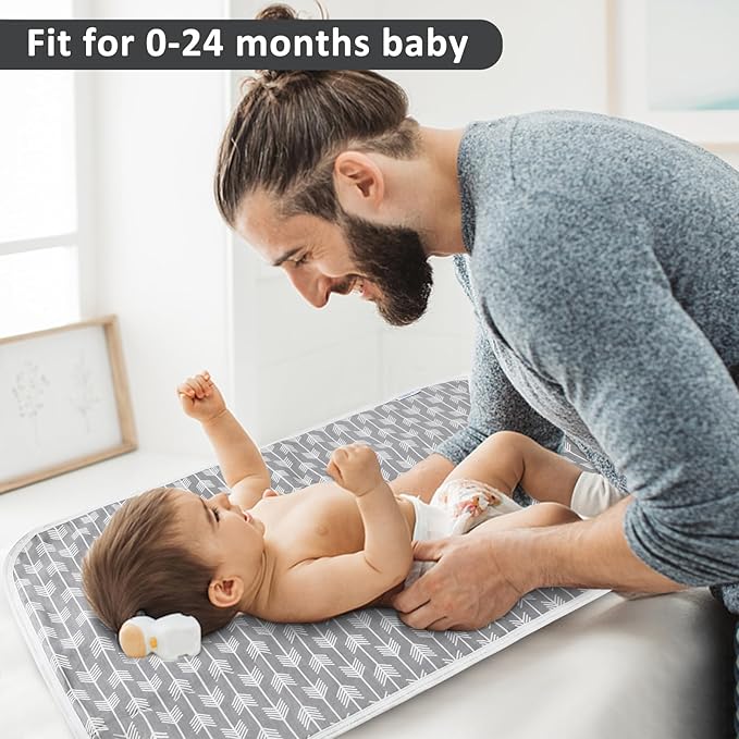 Baby Diaper Changing Pad, 21 5/8" x 31.5" Waterproof Changing Pad Liners - Reusable Soft and Absorbent Portable Changing Mat(Arrows1PCS)