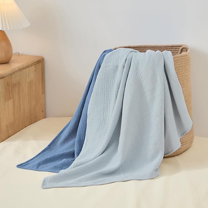 JELLYMONI Muslin Swaddle Blankets for Unisex, 2 Pack Newborn Receiving Blanket, Large 47 x 47 inches Soft Breathable Muslin Baby Blanket for Newborn Boys & Girl