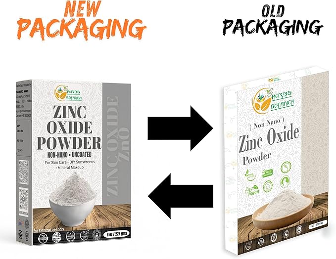 Herbs Botanica Zinc Oxide Powder Non-Nano, Pharmaceutical Grade for Skin Protection, Healing, Baby Diaper Rash Cream, Sunscreen, Acne Care, DIY Cosmetics & Creams, 8 oz / 227 gm