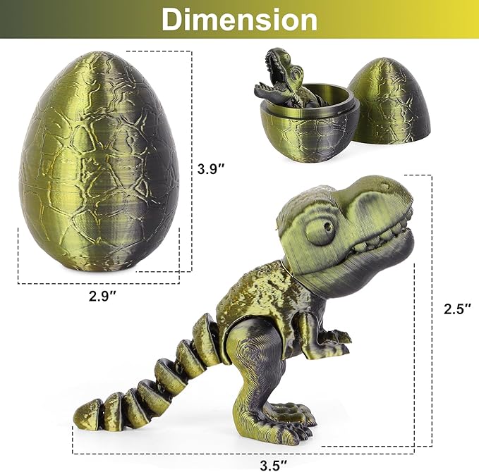 3D Printed Dragon Kids Dinosaur Toys 3D Printed Fidget Toys, Articulated Dragon Egg, 3D Dragon, Home Office Decor Executive Desk Toy 3D Printed Dragon Eggs with Dragon Inside (Black - Cyan)