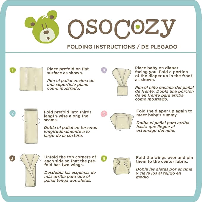 OsoCozy Prefold Cloth Diapers (1 Doz) - Soft, Absorbent, Durable - 100% Cotton