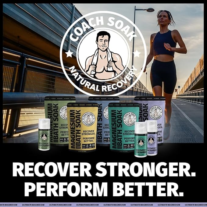 Coach Soak Recovery Bath Soak and Magnesium Lotion with MSM Lavender Bundle