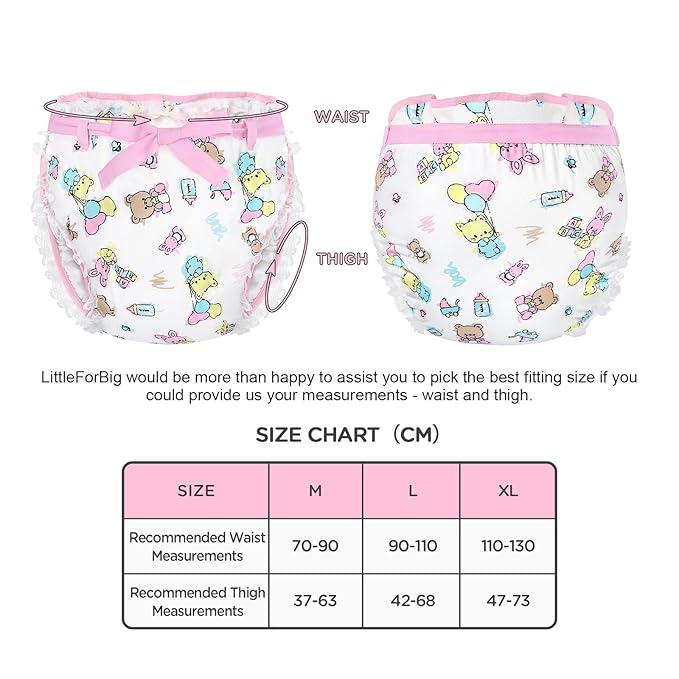 Littleforbig Silky Adult Ribbon Omutsu Diaper Wrap Cover Washable Adjustable Reusable Waterproof - Baby Cuties S