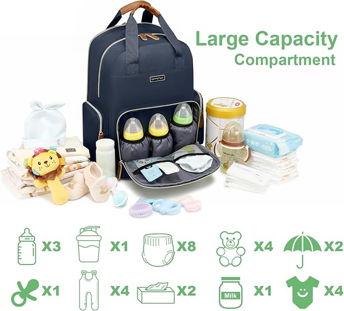 Diaper Bag Backpack with Changing Station, Baby Diaper Bag Organizer for Moms Dads Large Baby Changing Bags