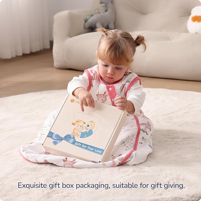 1.0 Tog 2.5 Tog Baby Sleep Sack, 100% Cotton Baby Sleeping Bag 3-24M, 2-Way Zipper Baby Wearable Blanket