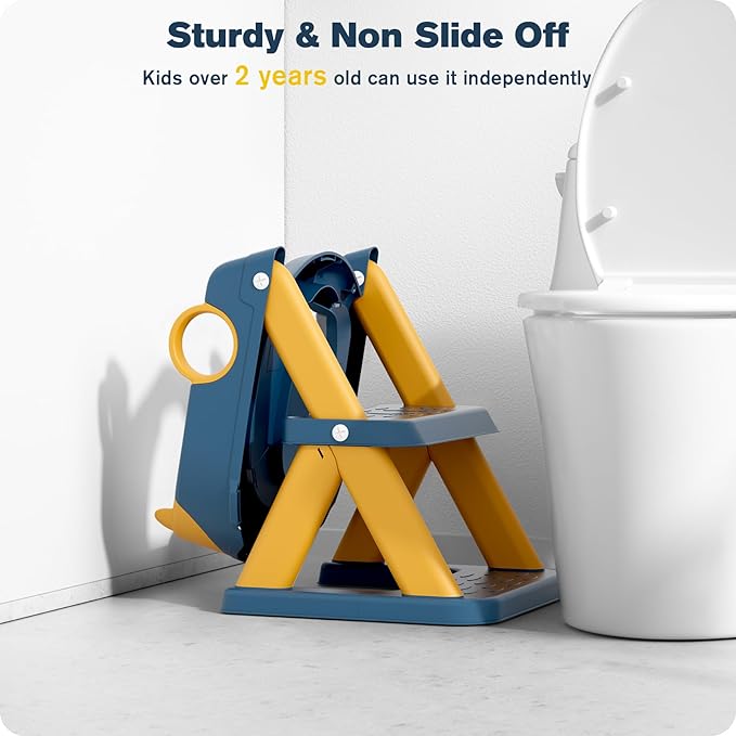 Potty Training Seat, Upgrade Toddler Toilet Seat for Kids Boys Girls, 2 in 1 Potty Training Toilet for Kids, Splash Guard Anti-Slip Pad Step Stool(Upgraded Cushion)