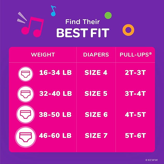 Pull-Ups Girls' Potty Training Pants, Size 4T-5T Training Underwear (38-50 lbs), 17 Count