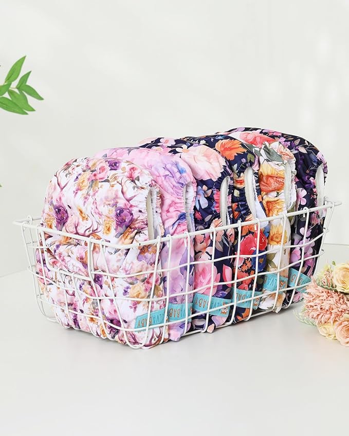 ALVABABY Baby Cloth Diapers 6 Pack with 12 Inserts Cloth Diaper Covers Adjustable Washable Reusable for Baby Girls and Boys 6DM115A