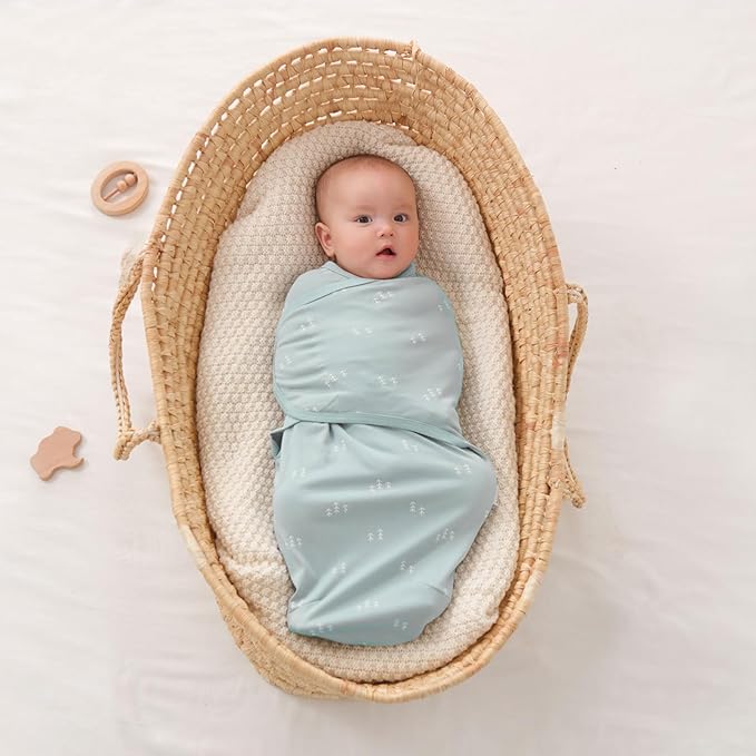 insular Baby Swaddle Wrap, Swaddle Blanket for Newborn and Infant, Adjustable Velcro Swaddling Set for Boy and Girl, Soft Cotton Baby Sleep Sack 3 Pack, Beige Swan, Medium(3-6 Month)